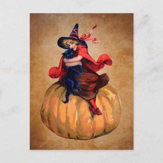  Halloween heks en kat Briefkaart (Voorkant)