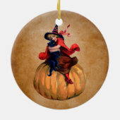  Halloween heks en kat Keramisch Ornament (Achterkant)