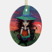 Halloween heks en kat Ornament (Rechts)