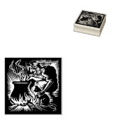 Halloween Heks en Kat Stamp Rubberstempel (Gestempeld)