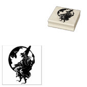 Halloween Heks en Moon Stamp Rubberstempel (Gestempeld)