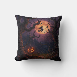 Halloween heks en pompoen vierkante kussen