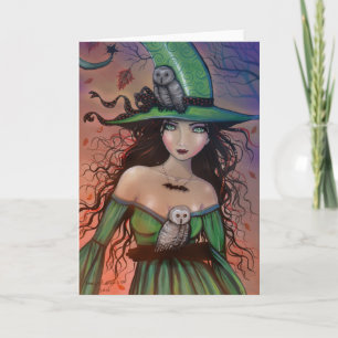 Halloween Heks en Uilen Kaart
