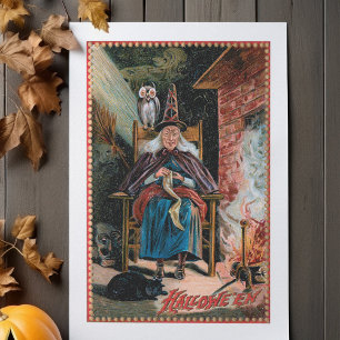 Halloween-heks en zwarte kat Tissuepapier