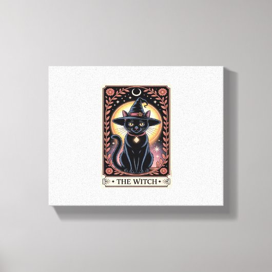 Halloween Heks Esthetische Kat Liefhebbers Gotisch Canvas Afdruk (Voorkant)
