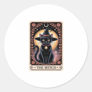 Halloween Heks Esthetische Kat Liefhebbers Gotisch Ronde Sticker