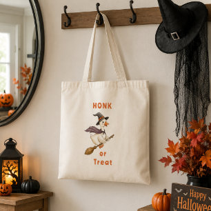 Halloween Heks Gans Toeter of Snoep Tote Bag
