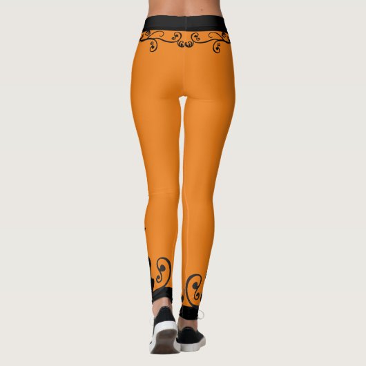 Halloween Heks Grote Zijde Zwarte Katten Leggings (Achterkant)