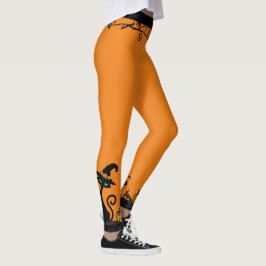 Halloween Heks Grote Zijde Zwarte Katten Leggings
