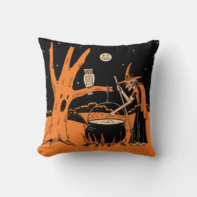  Halloween-heks in een gehakt bos Kussen (Voorkant)