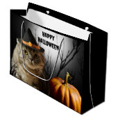 Halloween Heks Kat Gift Bag Groot Cadeauzakje (Voorkant Gekanteld)