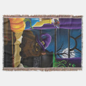 Halloween Heks Kat Paarse Magic Deken (Voorkant)