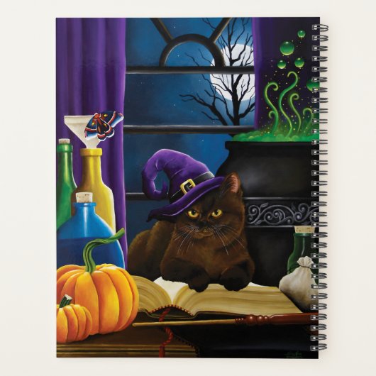 Halloween Heks Kat Paarse Magic Planner (Achterkant)