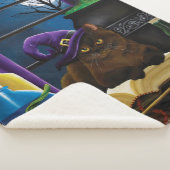 Halloween Heks Kat Paarse Magic Sherpa Deken (3/4)