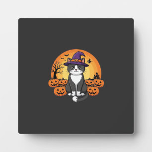 Halloween Heks Kat Pompoen Maan Ontwerp_1 Fotoplaat