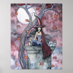 Halloween Heks Kat Poster van Molly Harrison