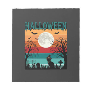 Halloween Heks Kat Spinnenweb Maan Kerkhof_1_1 Notitieblok