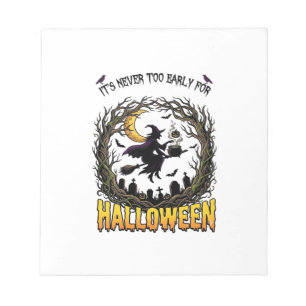 Halloween Heks Ketel Maan Kerkhof Kromme Boom Notitieblok