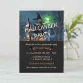 Halloween Heks Meisje In Het Bos Uitnodiging (Staand voorkant)