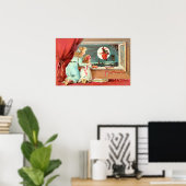  Halloween heks met bezemsteel Poster (Thuiskantoor)