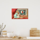  Halloween heks met bezemsteel Poster (Keuken)