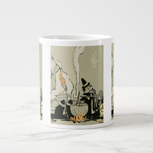  Halloween, heks met Cauldron en katten Extra Grote Beker (Voorkant)