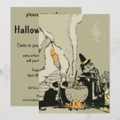  Halloween, heks met Cauldron en katten Kaart (Voorkant / Achterkant)