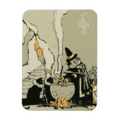  Halloween, heks met Cauldron en katten Magneet (Verticaal)