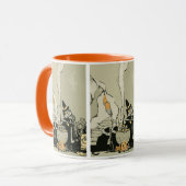 Halloween, heks met Cauldron en katten Mok (Voorkant links)