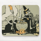 Halloween, heks met Cauldron en katten Muismat (Voorkant)