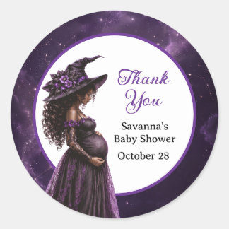 Halloween Heks Moeder Baby Shower Sticker Label