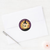 Halloween Heks op Broomstick Sticker (Envelop)