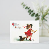  Halloween heks op haar bezemkamer Briefkaart (Staand voorkant)