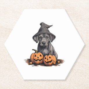 Halloween Heks Pet Pompoen Hond Grote Deen Kartonnen Onderzetters