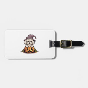 Halloween Heks Pet Pompoen Hond Maltees Bagagelabel