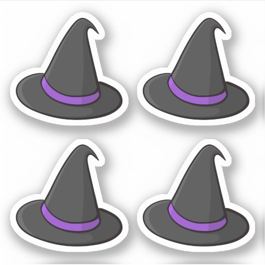 Halloween heks pet stickers, set van vier stickers (Voorkant)