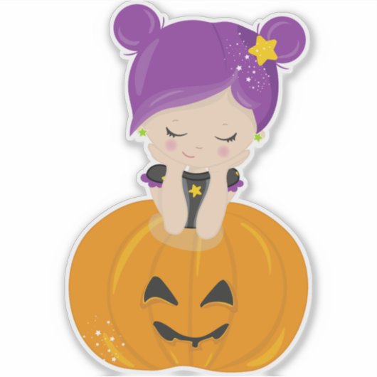 Halloween, heks, pompoen, Boo, Trick or treat Sticker (Voorkant)