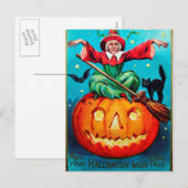  Halloween heks pompoen Vakantie briefkaart (Voorkant / Achterkant)