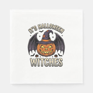 Halloween Heks Pompoen Vintage Vleermuis Shirt_1 Servet