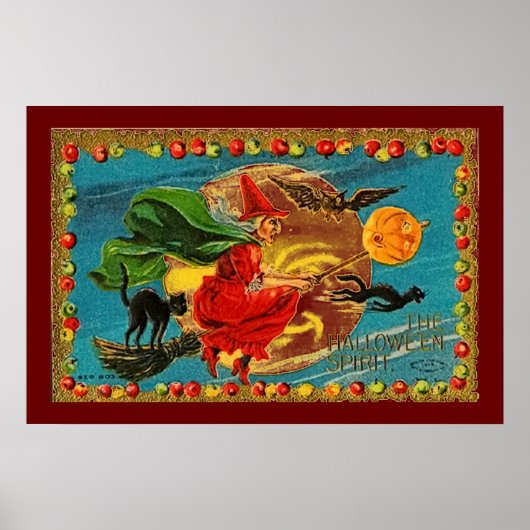 Halloween-heks-Poster in het rood Poster (Voorkant)