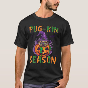 Halloween Heks Pug Kin Seizoen Pompoen Grappig C T-shirt