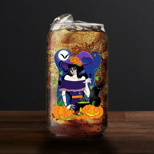 Halloween Heks Sugar Skull Blikvorm Glas