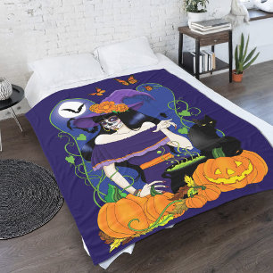 Halloween Heks Sugar Skull Fleece Deken