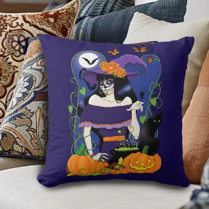 Halloween Heks Sugar Skull Kussen