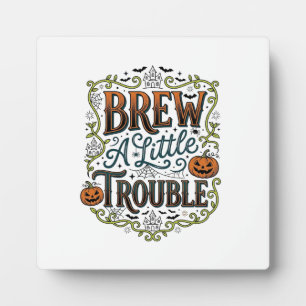 Halloween Heks Typografie Brouw Een Beetje Problem Fotoplaat