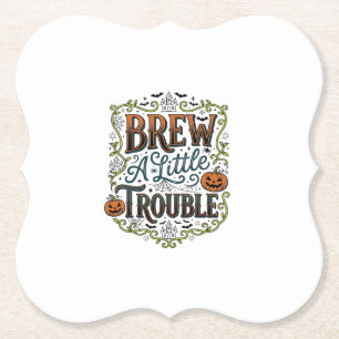 Halloween Heks Typografie Brouw Een Beetje Problem Kartonnen Onderzetters