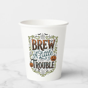 Halloween Heks Typografie Brouw Een Beetje Problem Papieren Bekers
