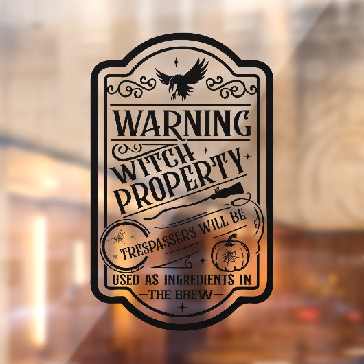 Halloween heks waarschuwingsbord Raamsticker (Vel 2)