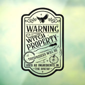 Halloween heks waarschuwingsbord Raamsticker (Vel 3)