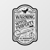 Halloween heks waarschuwingsbord Raamsticker (Vel)